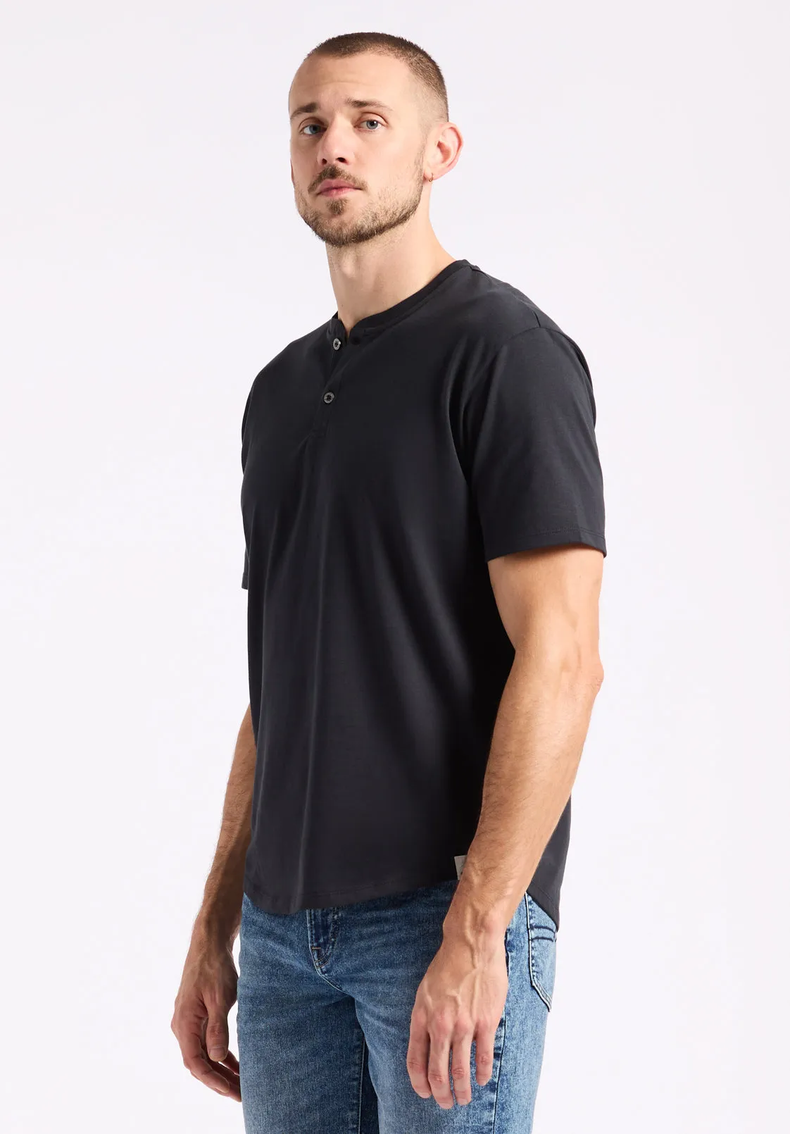 Kamel Men's Short-Sleeve Jersey Henley Top, Black - BM24602 sold by Buffalo Jeans product image thumbnail 3
