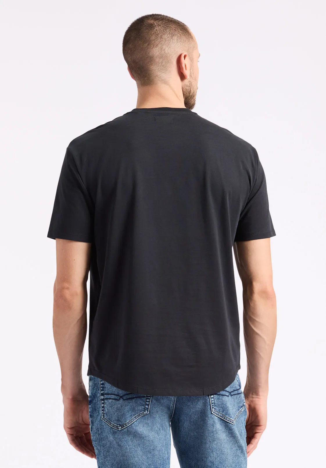 Kamel Men's Short-Sleeve Jersey Henley Top, Black - BM24602 sold by Buffalo Jeans product image thumbnail 4