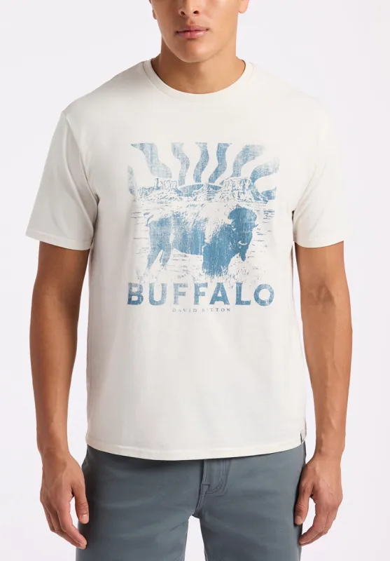Tison Men's Graphic T-Shirt with Buffalo Print, Milk - BM24645 sold by Buffalo Jeans