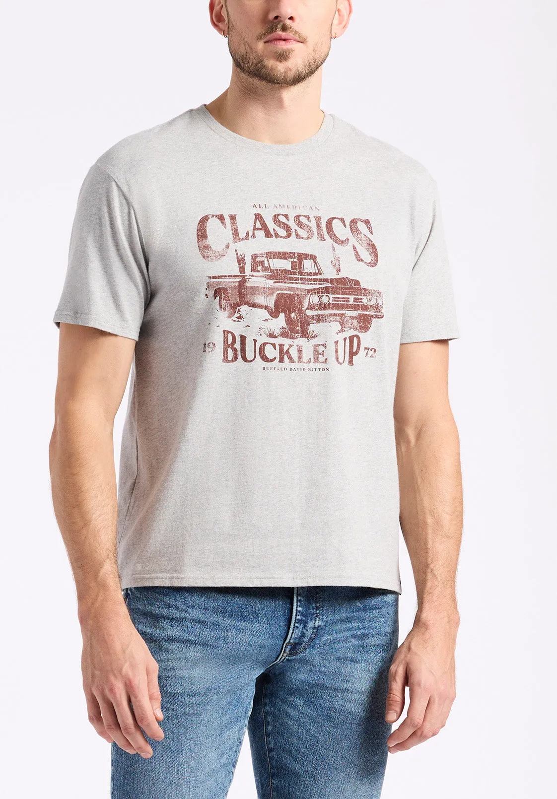 Trige Men's Graphic T-Shirt with Pickup Truck Print, Heather Grey - BM24631 sold by Buffalo Jeans
