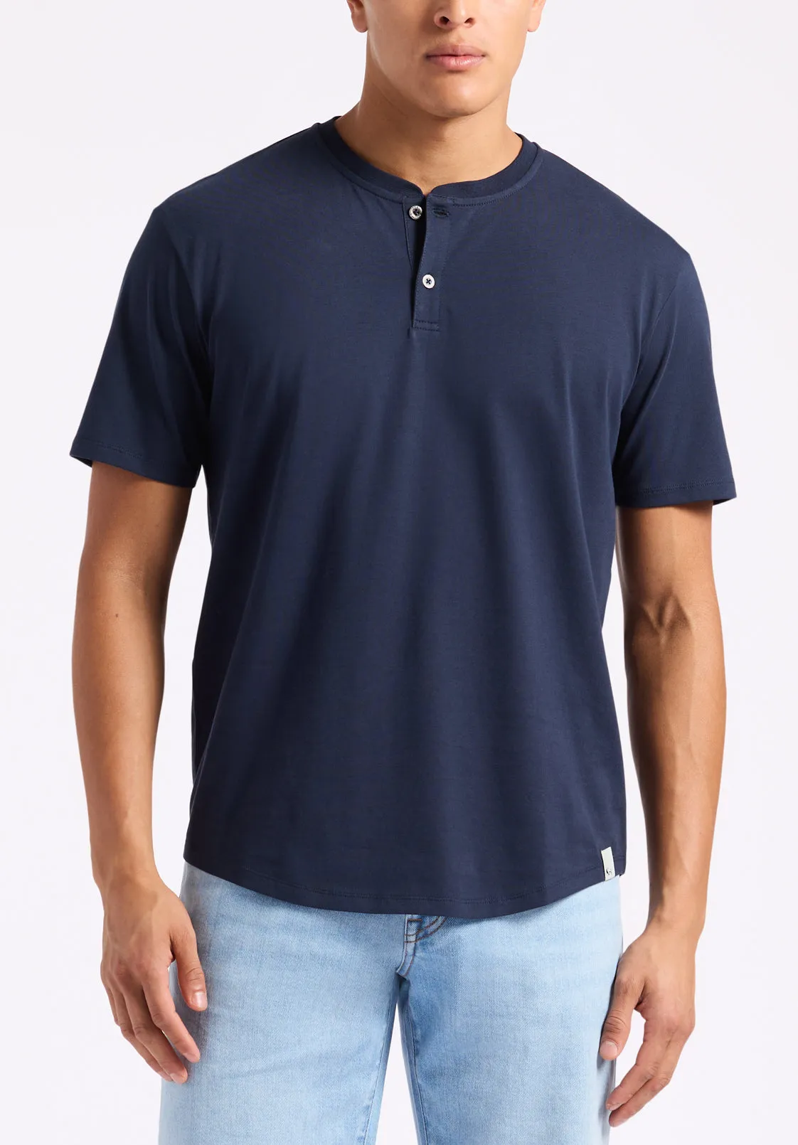 Kamel Men's Short-Sleeve Jersey Henley Top, Midnight Blue - BM24602 sold by Buffalo Jeans