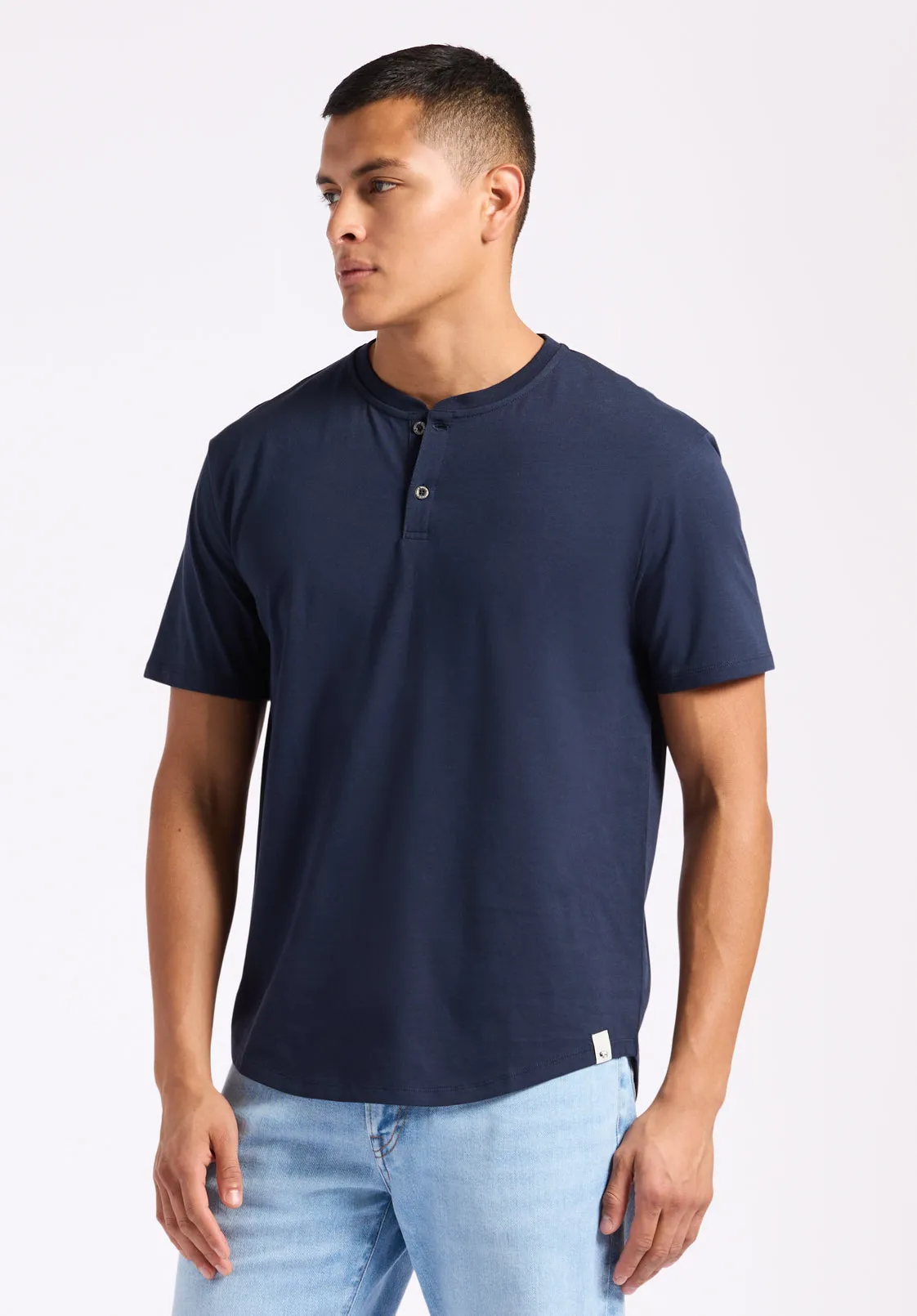 Kamel Men's Short-Sleeve Jersey Henley Top, Midnight Blue - BM24602 sold by Buffalo Jeans product image thumbnail 2