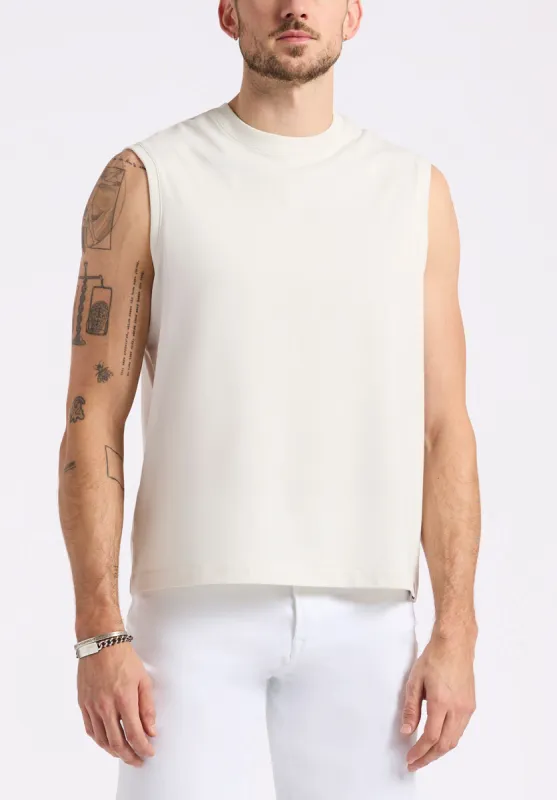 Kingster Men's Sleeveless Crew Neck Relaxed Fit Jersey Tank Top, Milk - BM24601 sold by Buffalo Jeans
