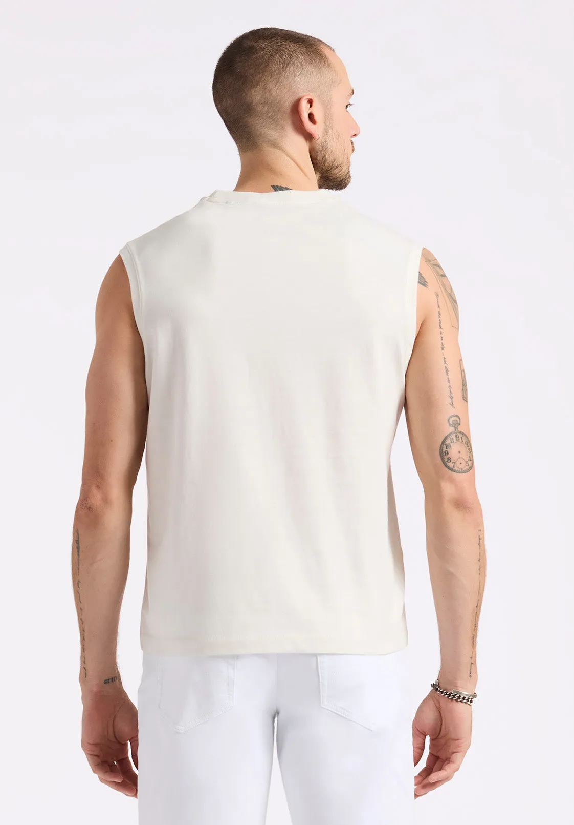 Kingster Men's Relaxed Fit Jersey Tank, Milk - BM24601 sold by Buffalo Jeans product image thumbnail 4