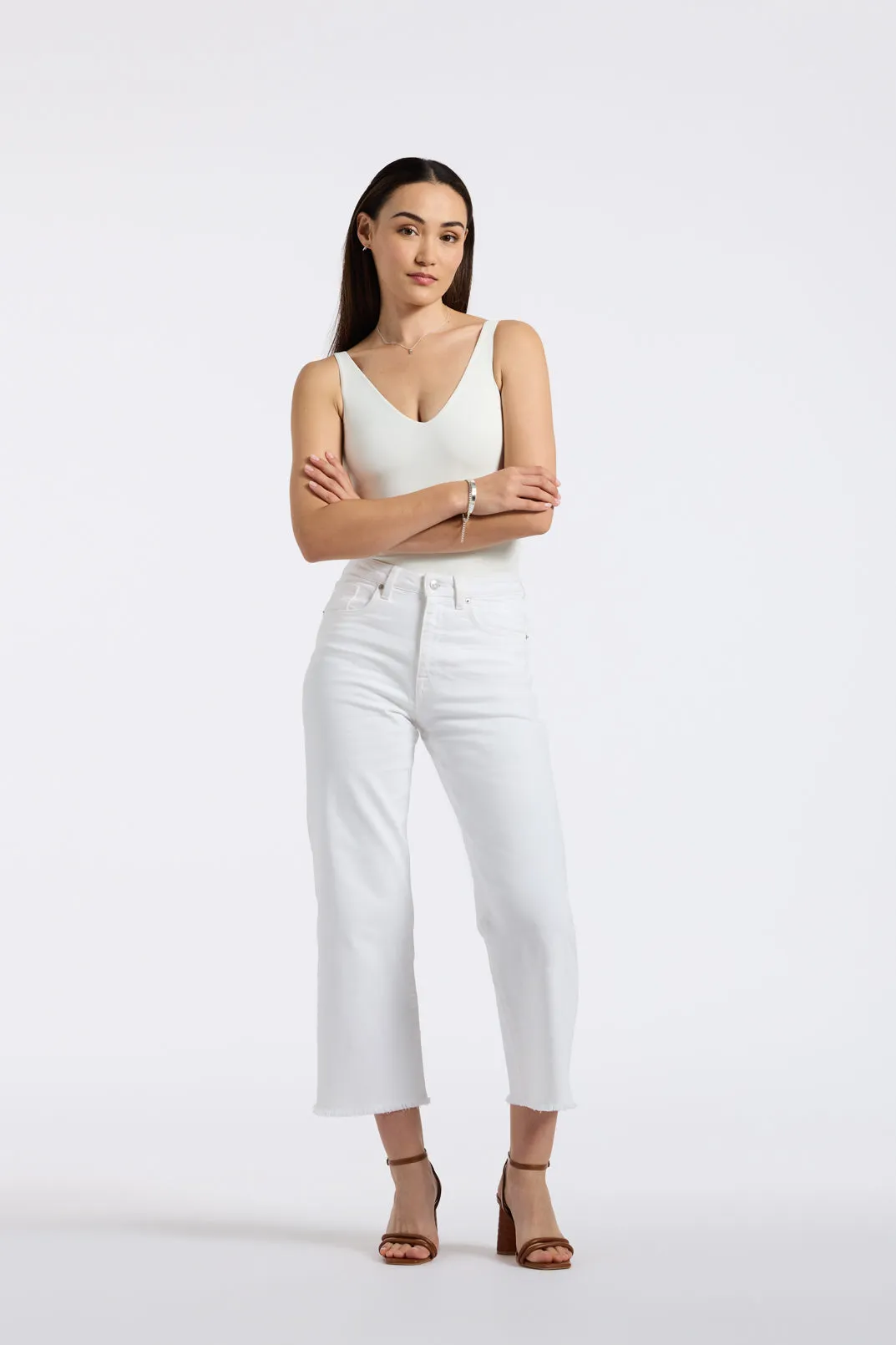 High Rise Wide Leg Cropped Addisson Women's Pants, White - BL16087 sold by Buffalo Jeans product image thumbnail 4