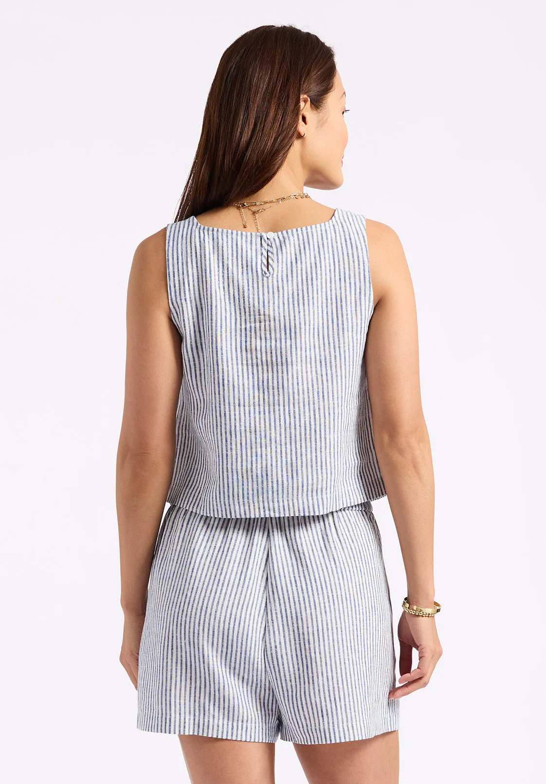 Benedita Women's Striped Sleeveless Linen Top, White & Navy - WT0198P sold by Buffalo Jeans product image thumbnail 3