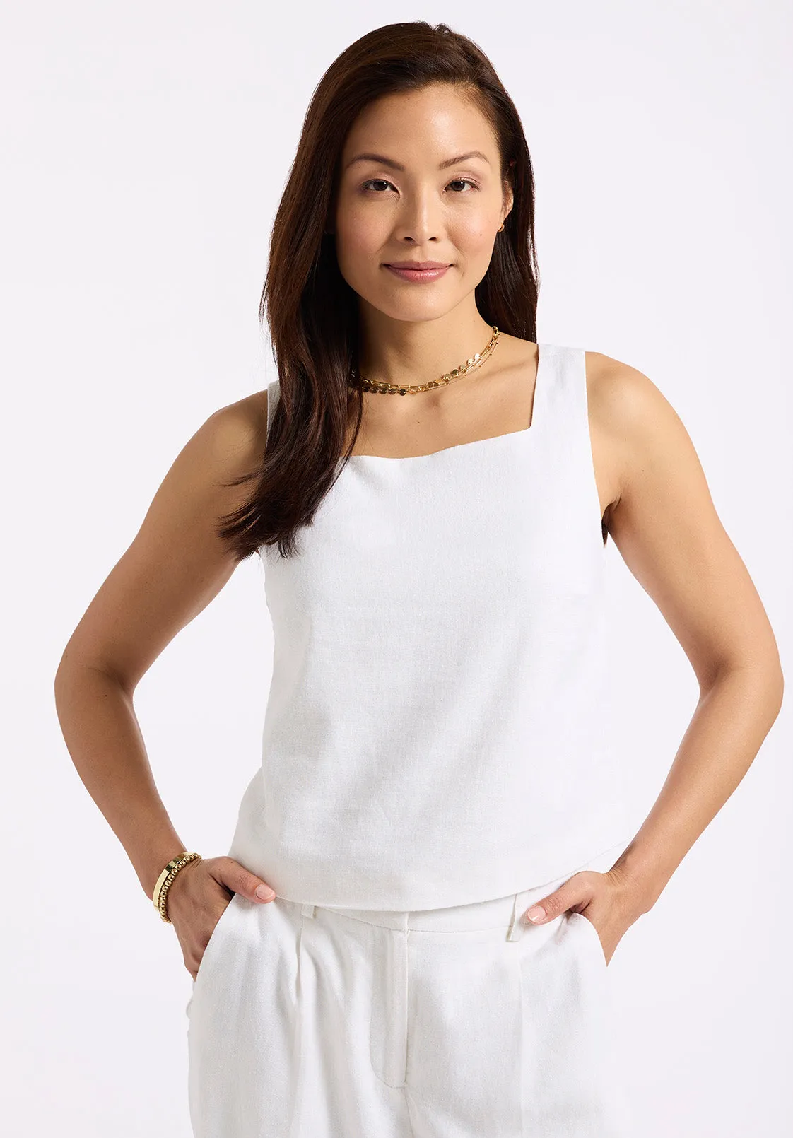Benedita Women's Sleeveless Linen Top, Off-White - WT0186P sold by Buffalo Jeans product image thumbnail 2
