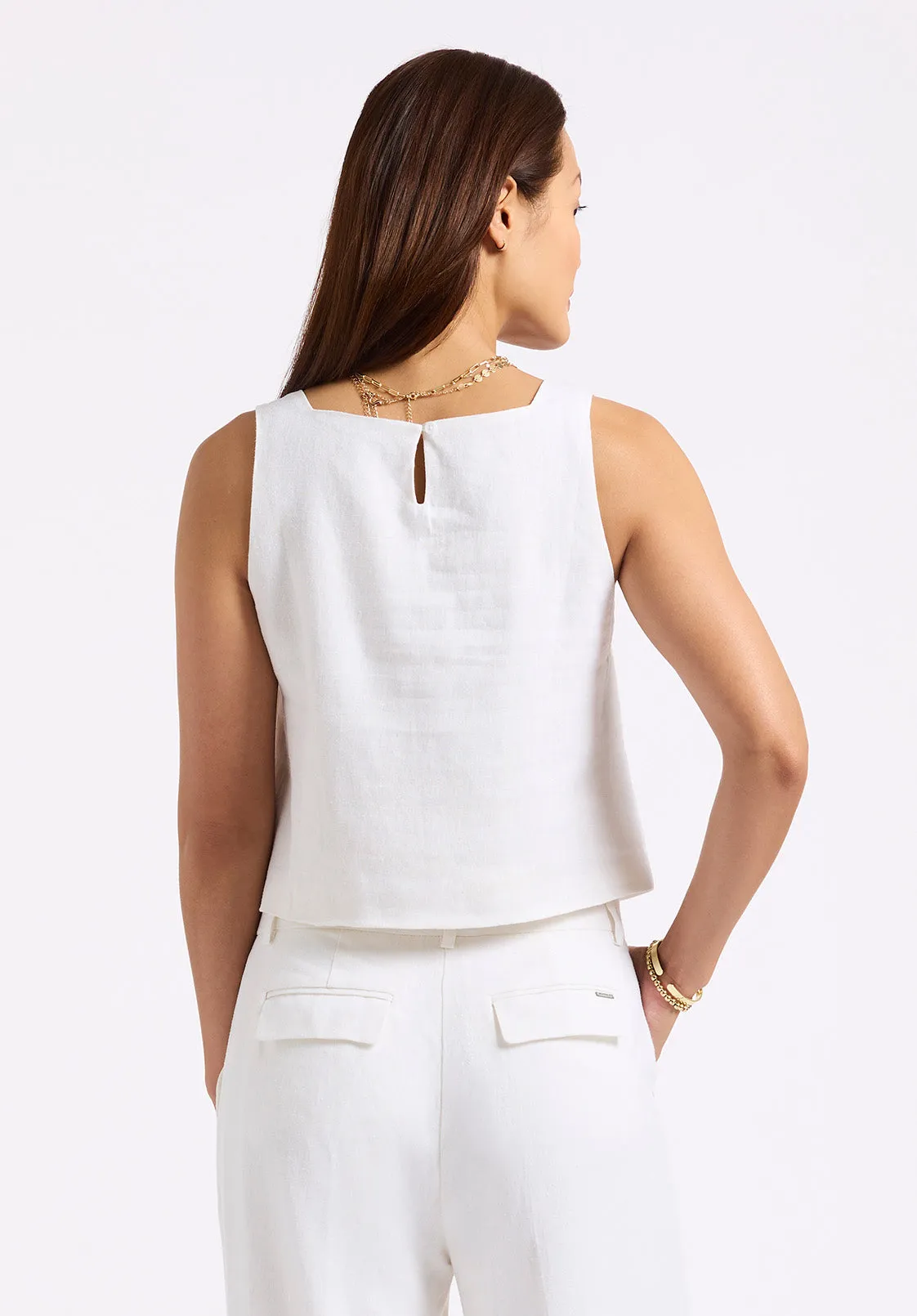 Benedita Women's Sleeveless Linen Top, Off-White - WT0186P sold by Buffalo Jeans product image thumbnail 4