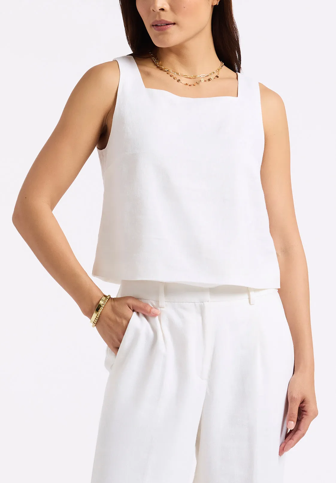 Benedita Women's Sleeveless Linen Top, Off-White - WT0186P sold by Buffalo Jeans