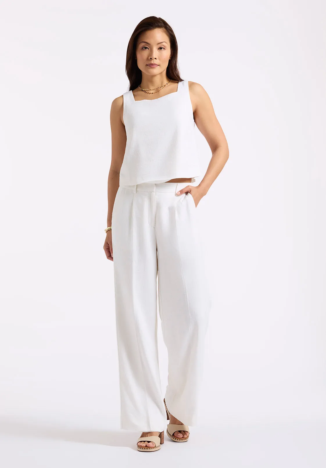 Benedita Women's Sleeveless Linen Top, Off-White - WT0186P sold by Buffalo Jeans product image thumbnail 5