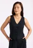 Coraline Women's Linen Button-Up Vest, Black - WT0173P sold by Buffalo Jeans