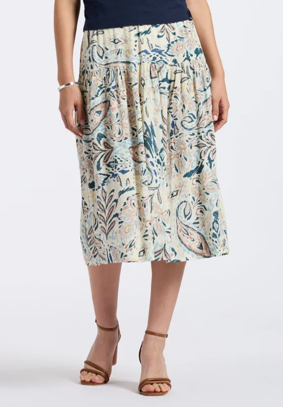 Lupita Women's Floral Print Tiered Midi Skirt, Paisley - WS0016P made by Buffalo David Bitton