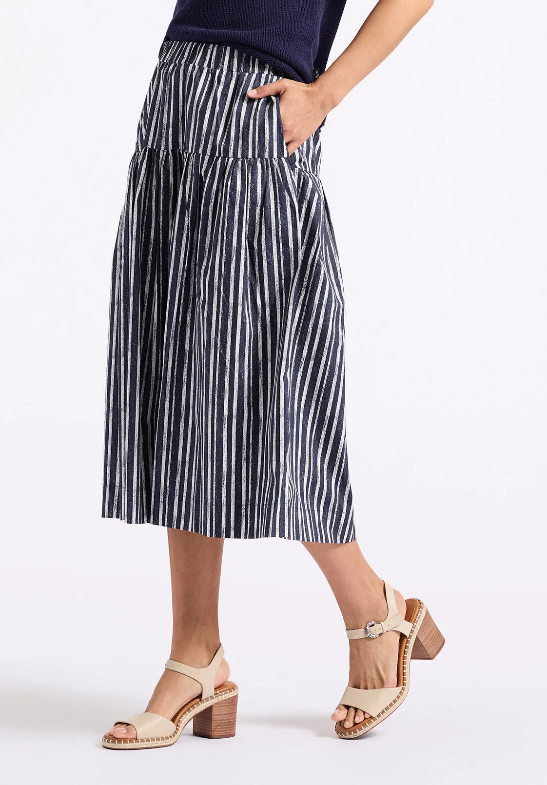 Lupita Women's Striped Tiered Midi Skirt, Mood Indigo - WS0014P sold by Buffalo Jeans product image thumbnail 2