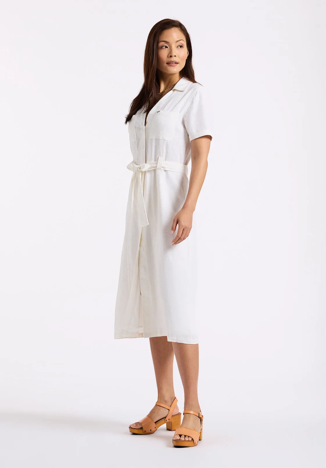 Carlene Women's Button-Down Midi Dress with Waist Tie, White - WD0092P sold by Buffalo Jeans product image thumbnail 3