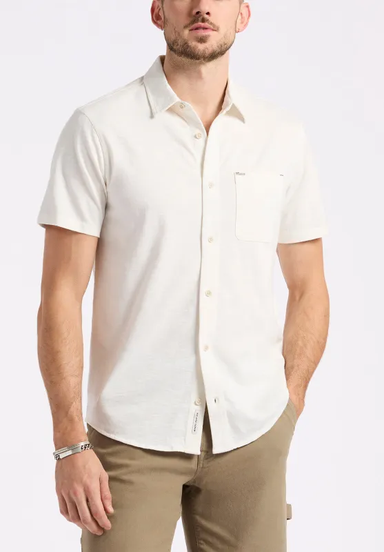 Savoya Men's Short-Sleeve Slub Jersey Fitted Shirt, Milk - BM24612 sold by Buffalo Jeans