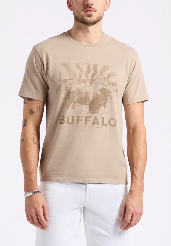 Tison Men's Graphic T-Shirt with Buffalo Print, Tuffet Beige - BM24645 sold by Buffalo Jeans