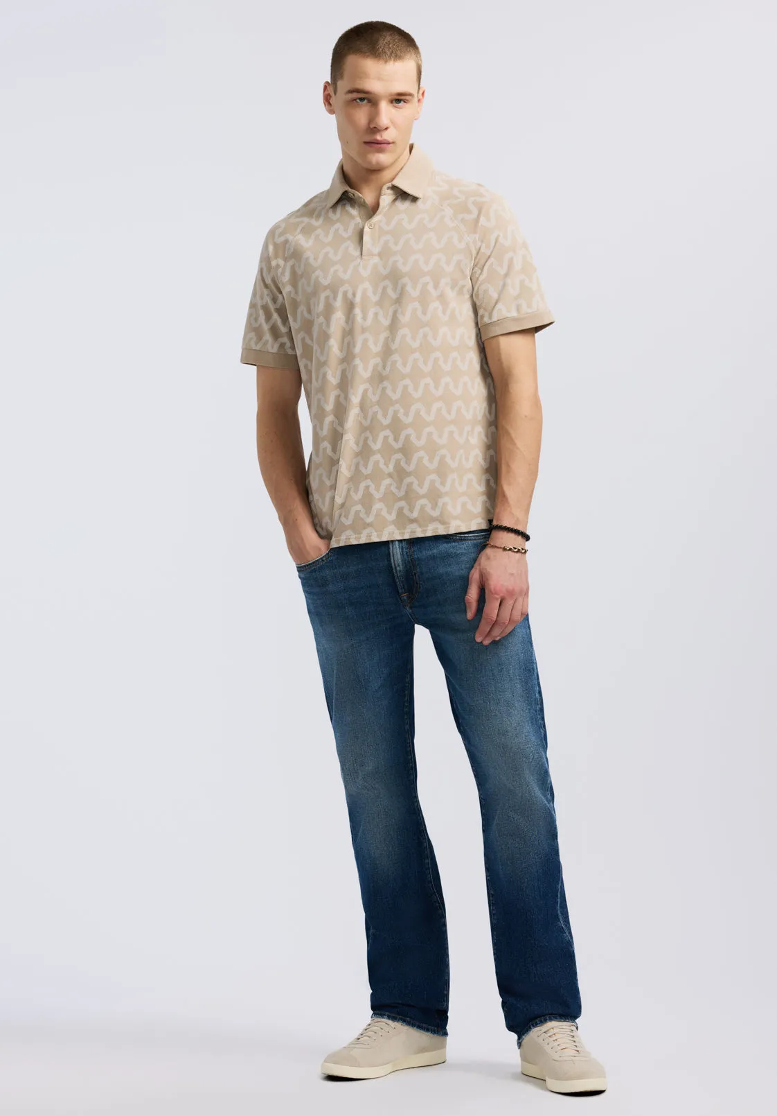 Kindell Men's Short-Sleeve Wave Pattern Polo, Tuffet Beige - BM24531 sold by Buffalo Jeans product image thumbnail 4