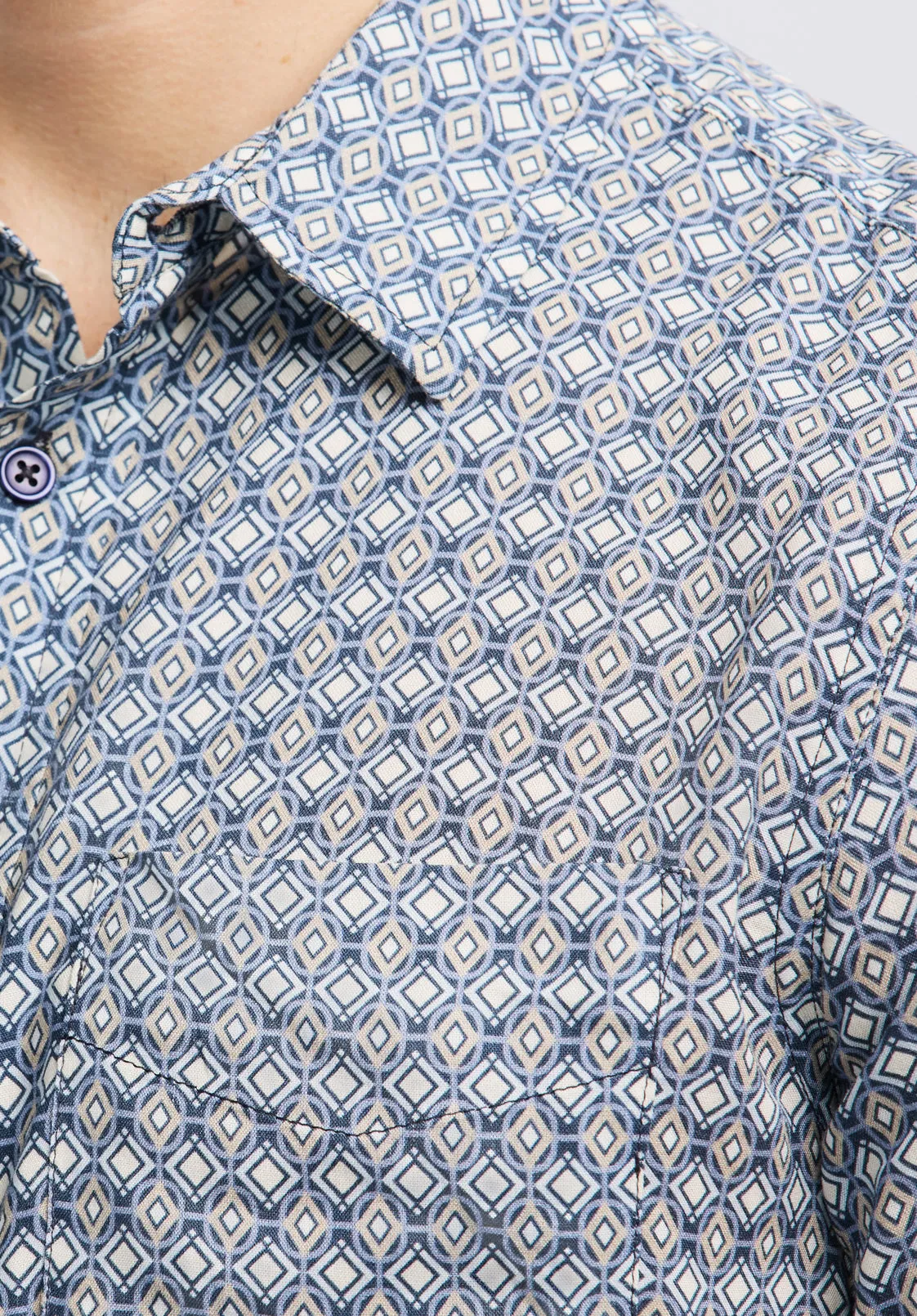 Sirilo Men's Short Sleeve Fitted Shirt with Geometric Print, Moonlight Blue - BM24652 sold by Buffalo Jeans product image thumbnail 5