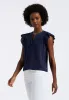 Mckaylie Women's Split Neck Flutter Sleeve Top with Embroidered Lace Details, Navy - KT0210P sold by Buffalo Jeans