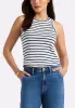 Regine Women's Ribbed Striped Tank Top, White & Navy - KT0175P sold by Buffalo Jeans