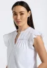 Mckaylie Women's Split Neck Flutter Sleeve Top with Embroidered Lace Details, White - KT0210P sold by Buffalo Jeans