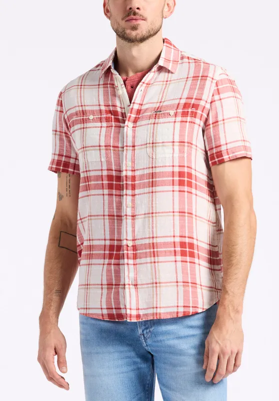 Sagrino Men's Fitted Plaid Shirt, Baked Apple Red - BM24568 made by Buffalo David Bitton