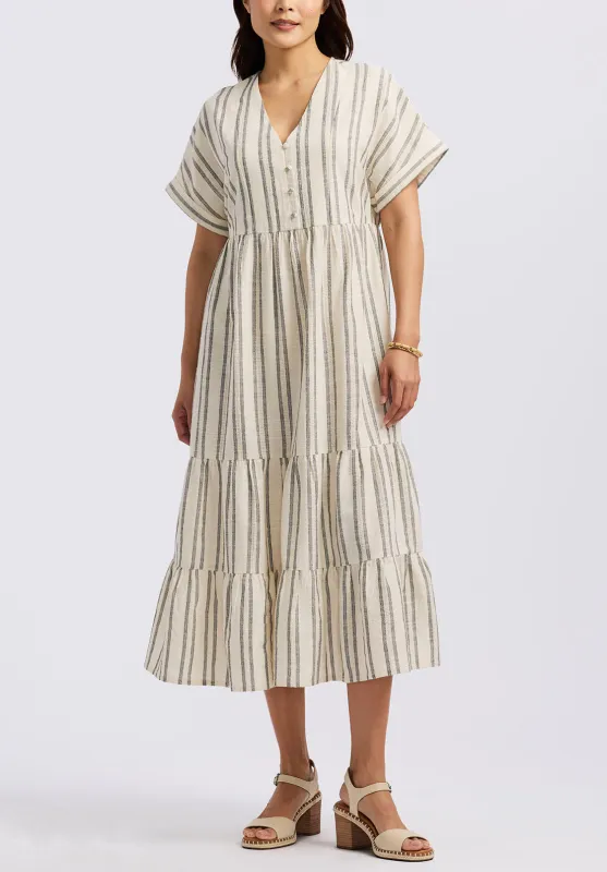 Aurinda Women's Tiered Striped Midi Dress, Parchment - WD0094P sold by Buffalo Jeans