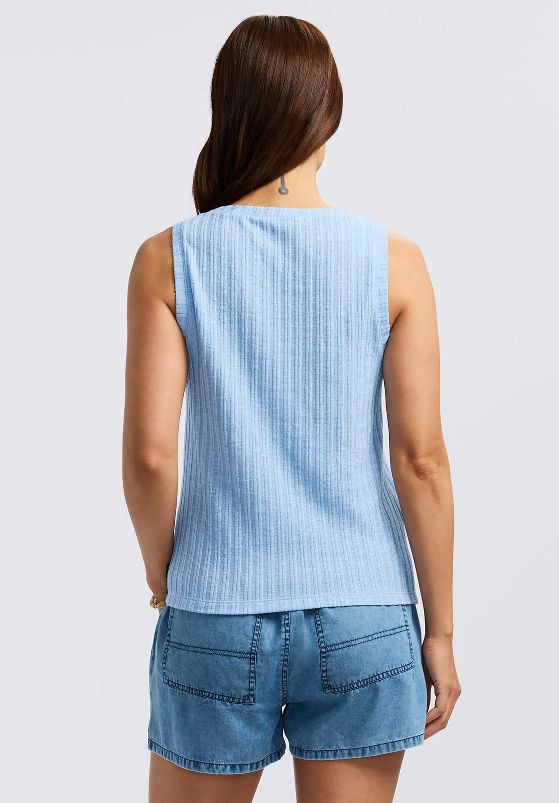 Thurryn Women's Textured Rib Knit Tank Top, Placid Blue - KT0192P sold by Buffalo Jeans product image thumbnail 3
