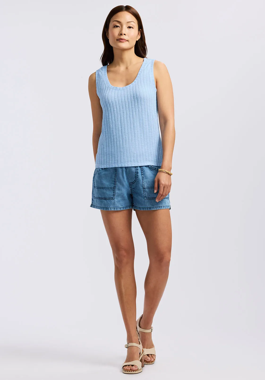 Thurryn Women's Textured Rib Knit Tank Top, Placid Blue - KT0192P sold by Buffalo Jeans product image thumbnail 4
