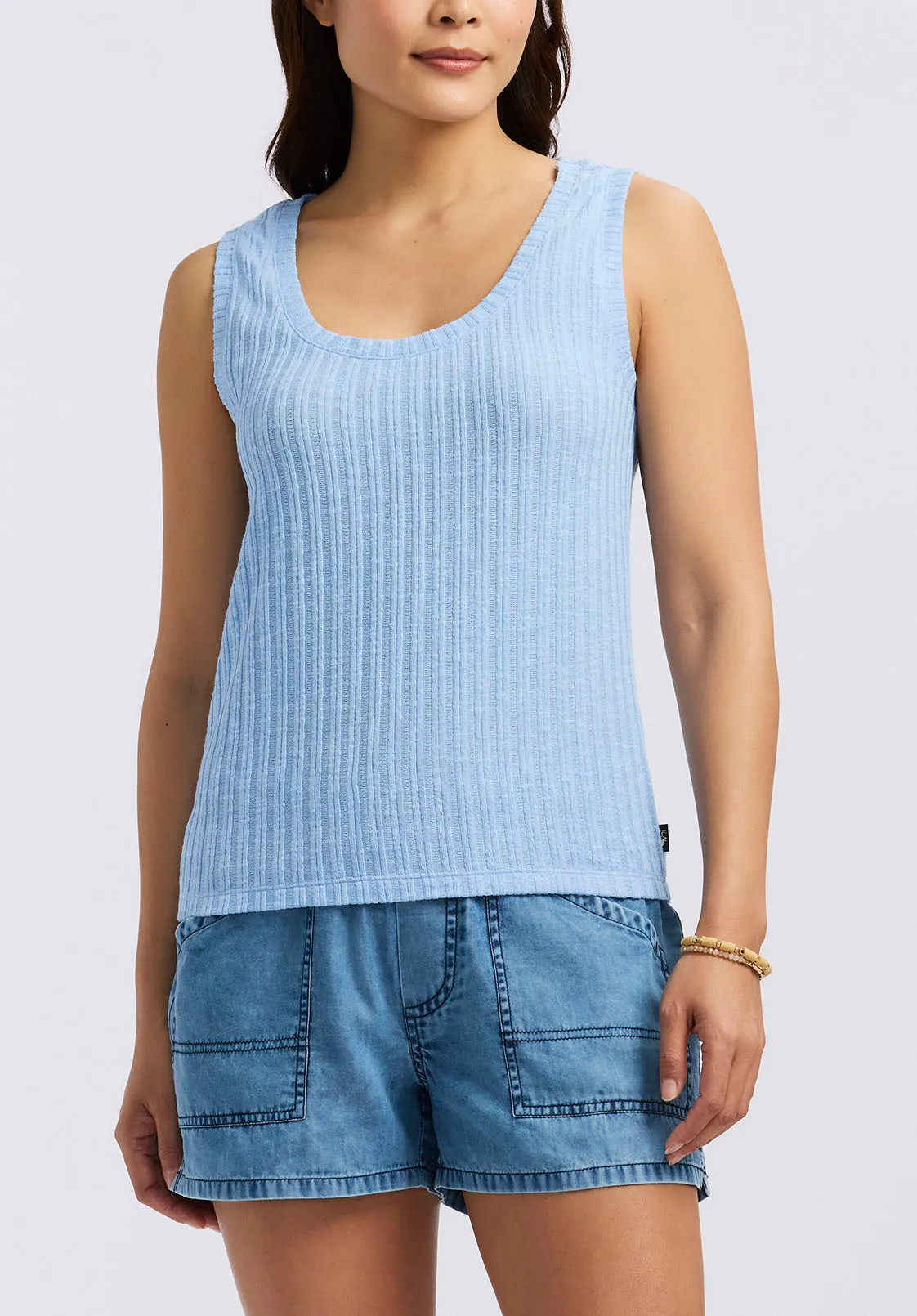 Thurryn Women's Textured Rib Knit Tank Top, Placid Blue - KT0192P sold by Buffalo Jeans