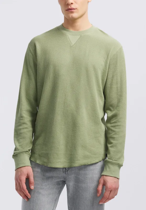 Kaleb Men's Long-Sleeve Crewneck Top, Hedge Green - BM24624 sold by Buffalo Jeans