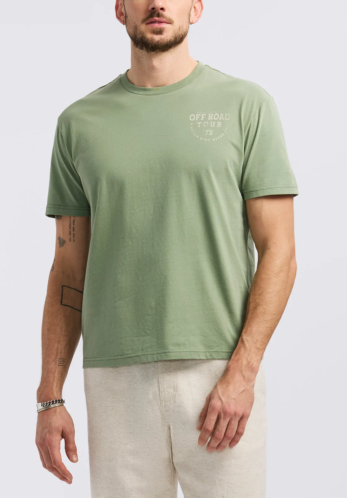 Toffroad Men's Graphic T-Shirt with Off Road Tour Print, Hedge Green - BM24657 sold by Buffalo Jeans