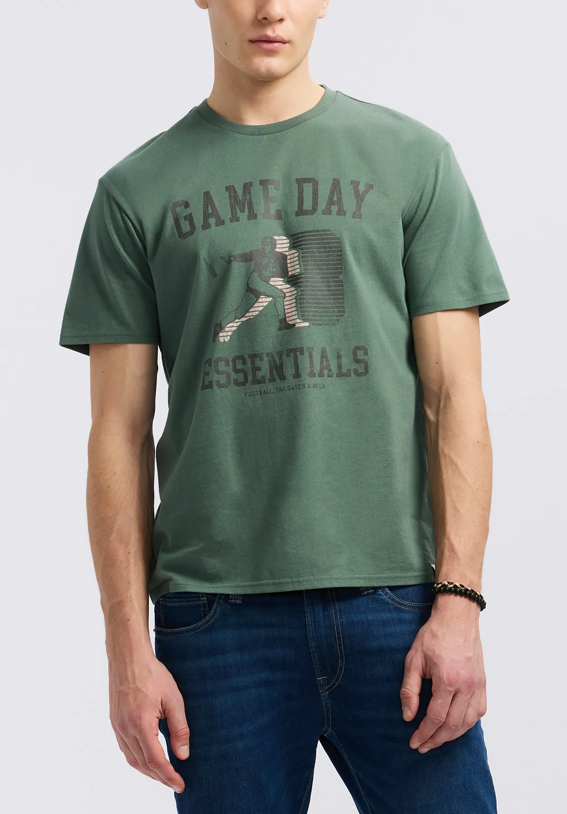 Titus Men's Graphic T-Shirt with Game Day Essentials Print, Dark Forest - BM24710 sold by Buffalo Jeans