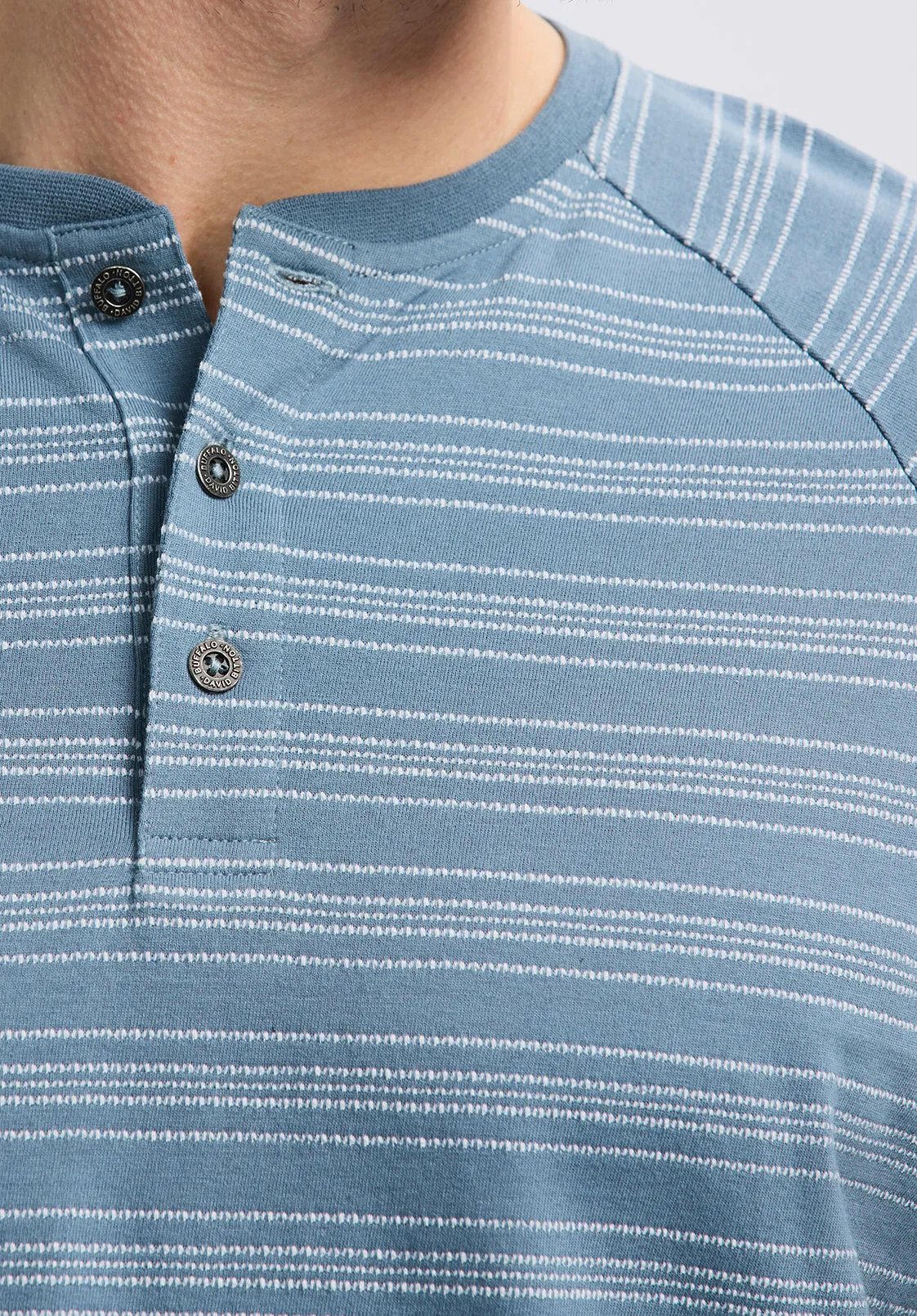 Klaus Men's Short-Sleeve Striped Henley Top, Mirage - BM24630 sold by Buffalo Jeans product image thumbnail 5
