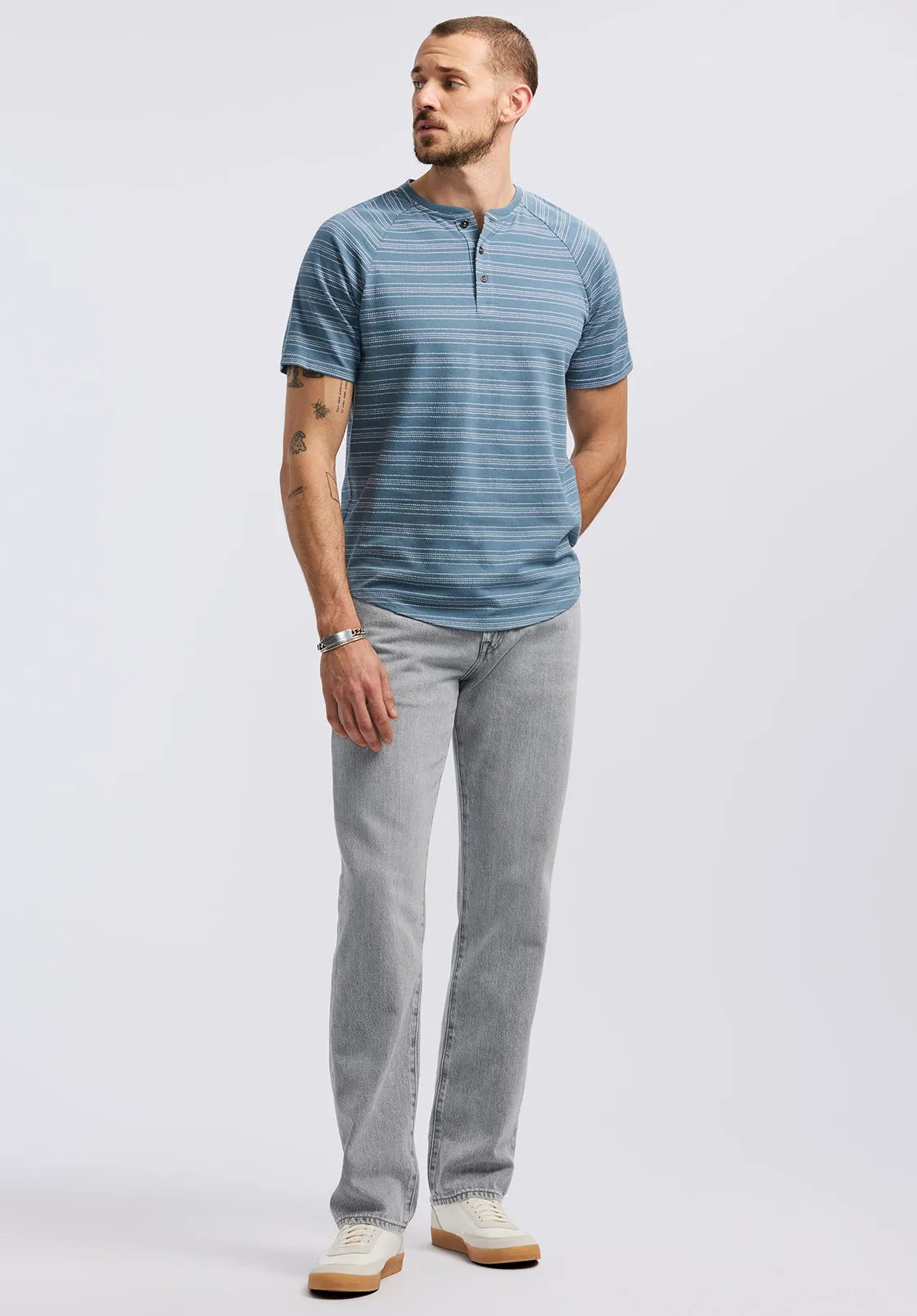 Klaus Men's Short-Sleeve Striped Henley Top, Mirage - BM24630 sold by Buffalo Jeans product image thumbnail 4