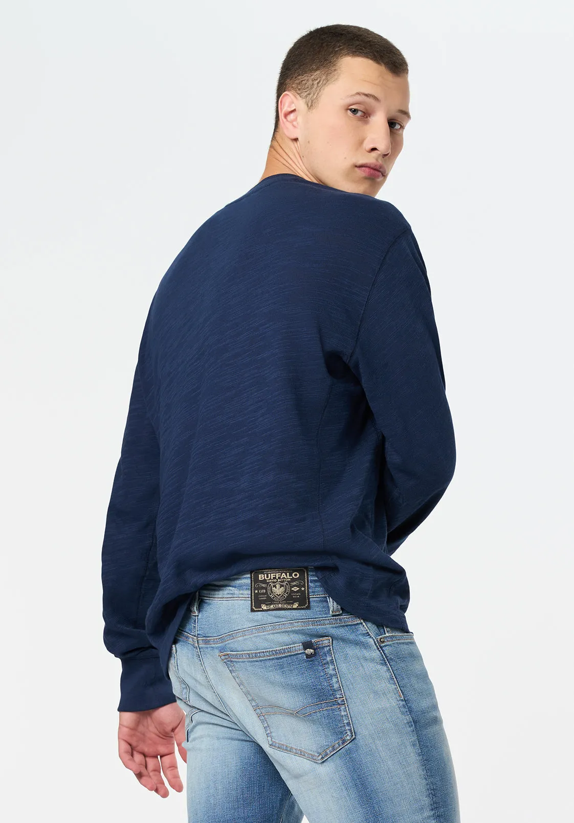 Kandid Men's Long-Sleeve Relaxed Henley Top, Whale - BM24660 sold by Buffalo Jeans product image thumbnail 2