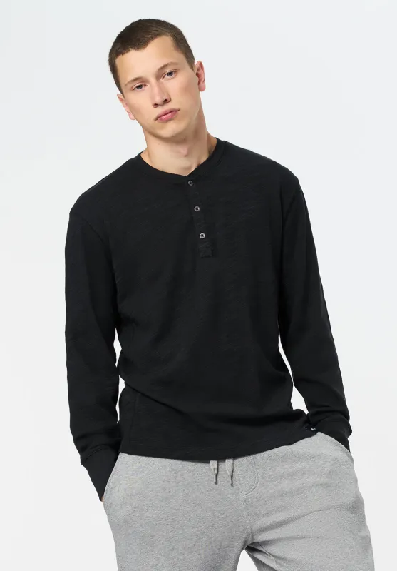 Kandid Men's Long-Sleeve Relaxed Henley Top, Black - BM24660 sold by Buffalo Jeans