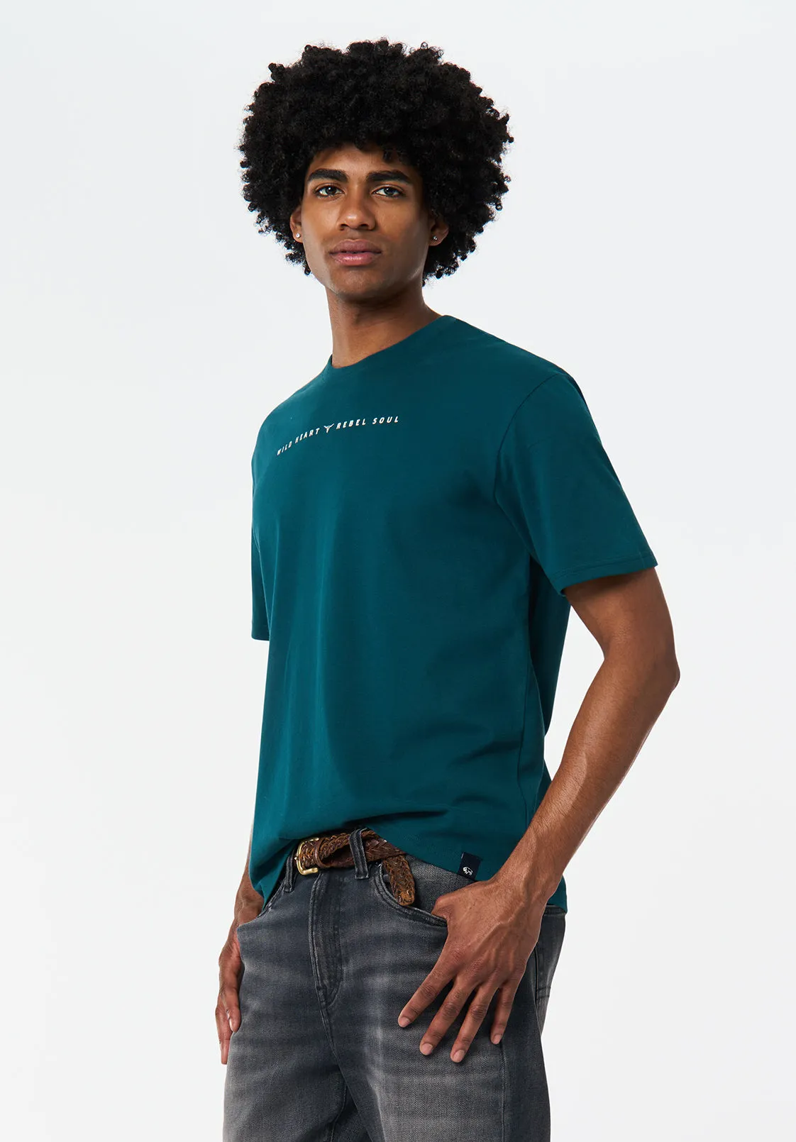 Tilden Men's Graphic T-Shirt with Buffalo and Rebel Soul Print, Deep Teal - BM24708 sold by Buffalo Jeans product image thumbnail 3
