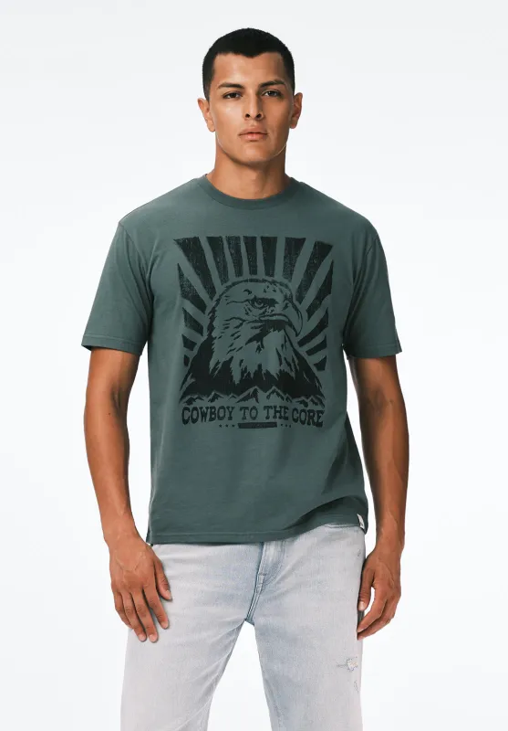 Trelan Men's Graphic T-Shirt with Eagle Print, Dark Forest - BM24725 sold by Buffalo Jeans