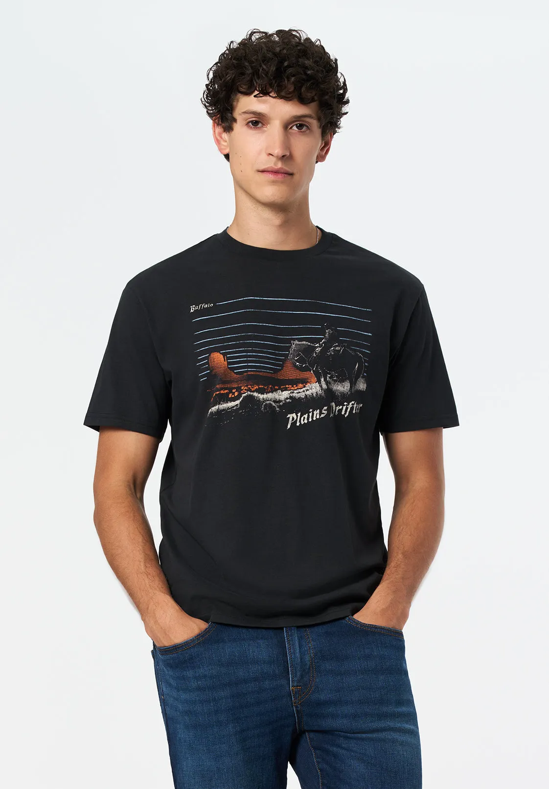 Trystan Men's Plains Drifter Print Graphic Tee, Black - BM24704 sold by Buffalo Jeans