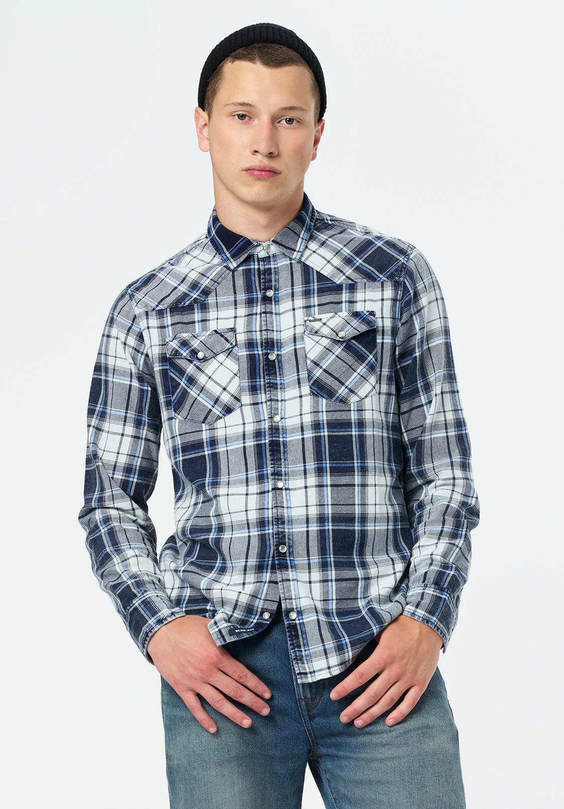 Sierra Men's Long-Sleeve Plaid Shirt, Midnight Blue - BM24687 sold by Buffalo Jeans