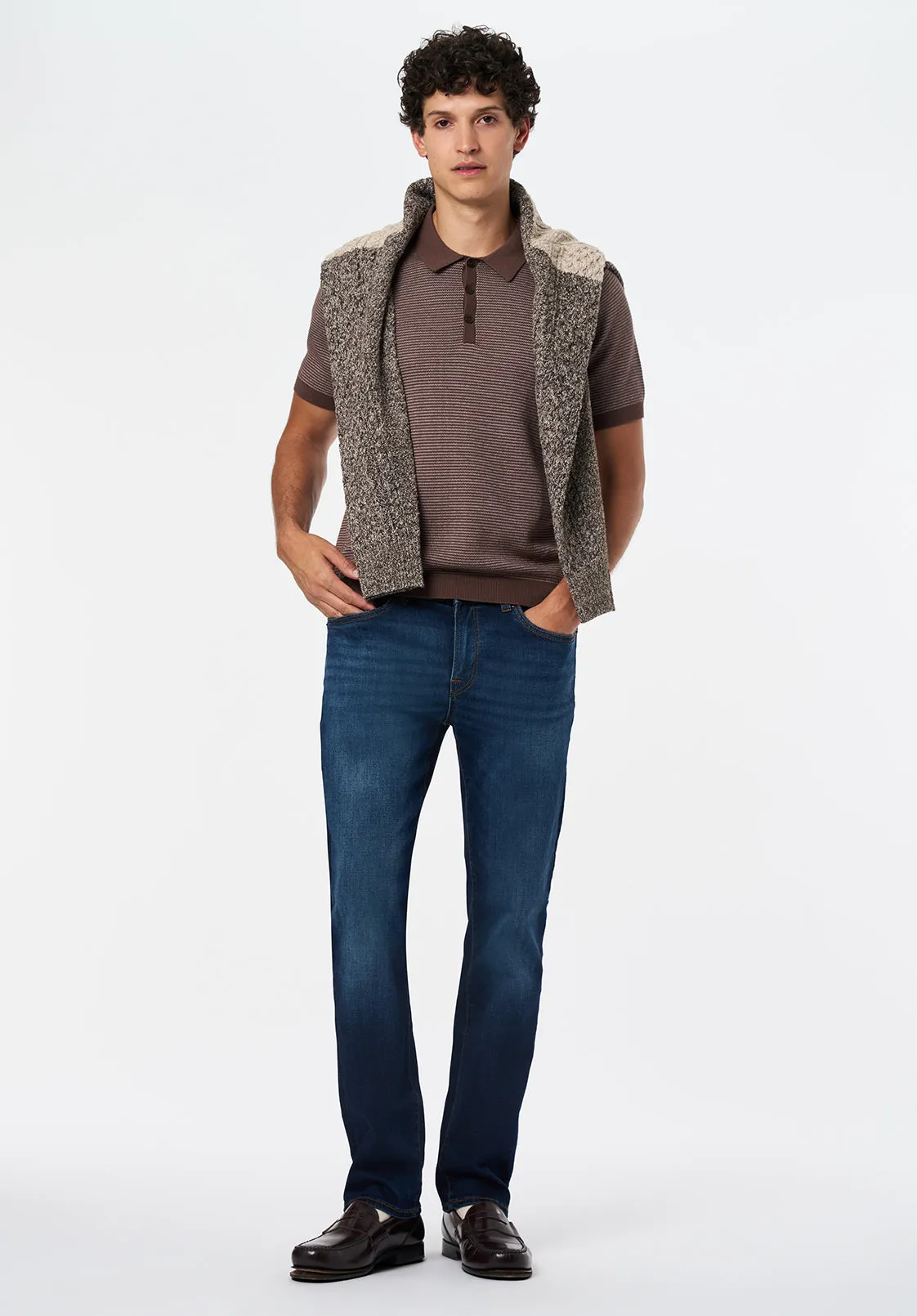 Walbert Men's Short-Sleeve Striped Sweater Polo, Chocolate Brown - BM24696 sold by Buffalo Jeans product image thumbnail 4