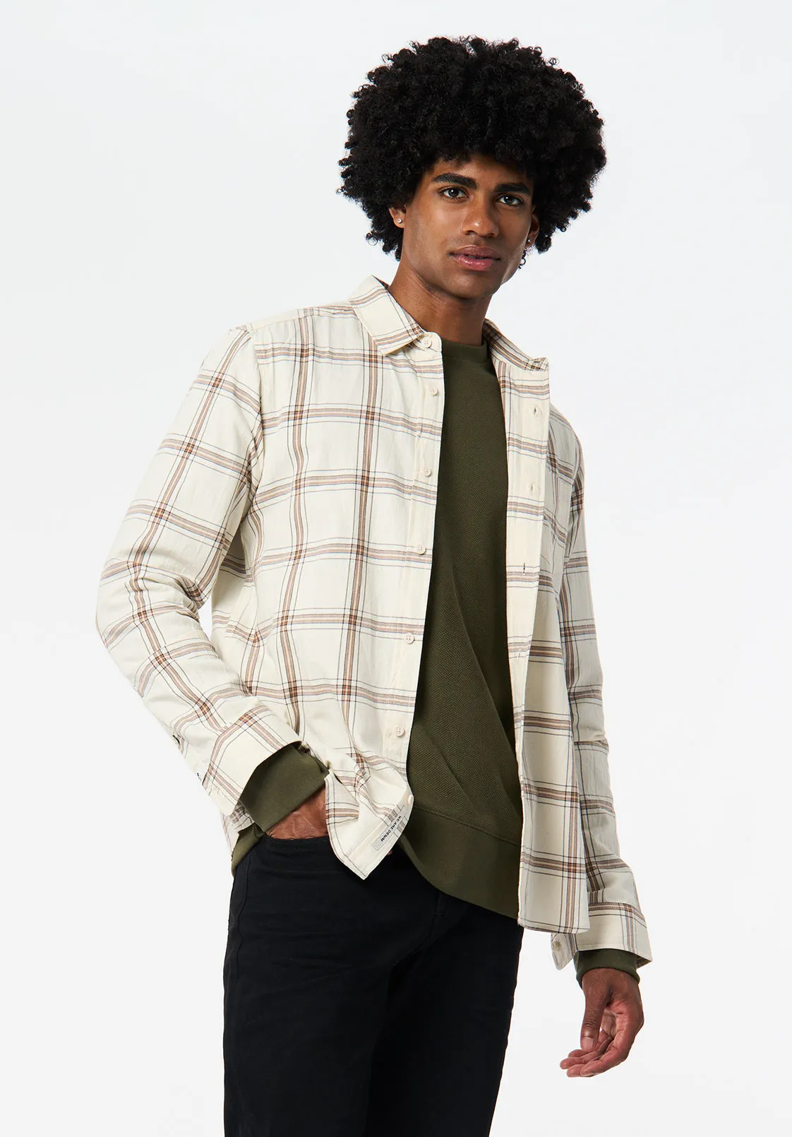 Sago Men’s Long-Sleeve Plaid Shirt, Buttercream - BM24689 sold by Buffalo Jeans product image thumbnail 2