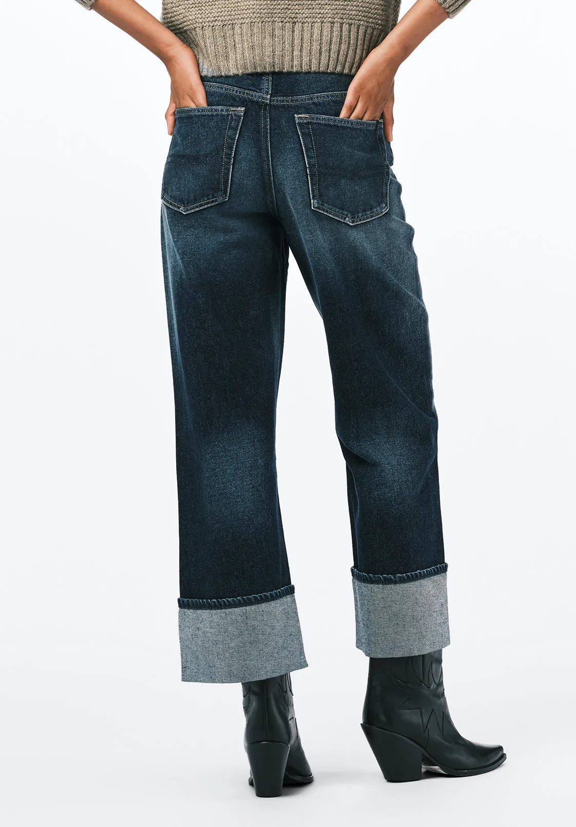 High Rise Wide Leg Cropped Addisson Women's Jeans, Dark Contrast - BL16106 sold by Buffalo Jeans product image thumbnail 3