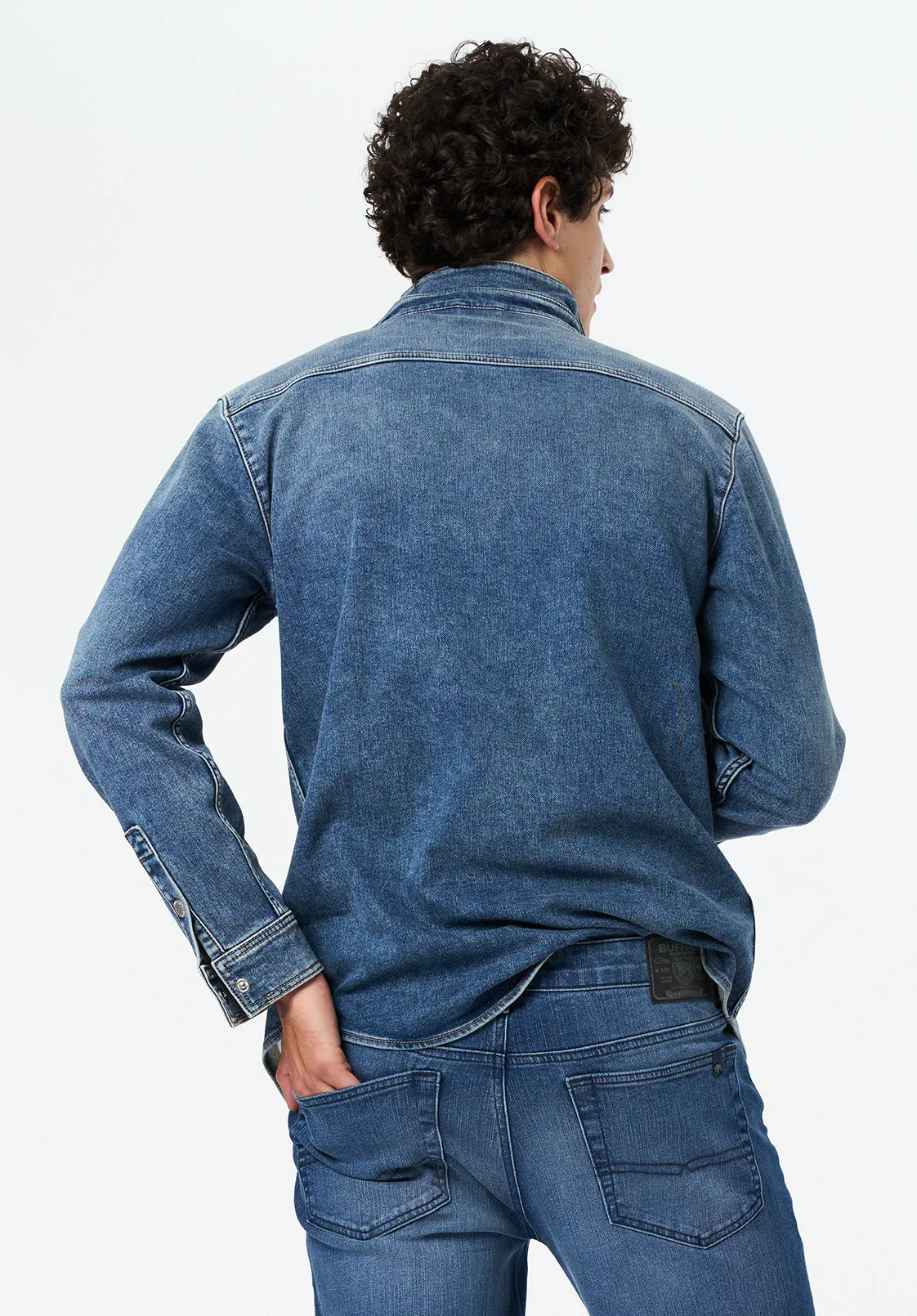 Shane Men's Denim Shirt, Sanded and Vintage Blue - BM26070 sold by Buffalo Jeans product image thumbnail 3
