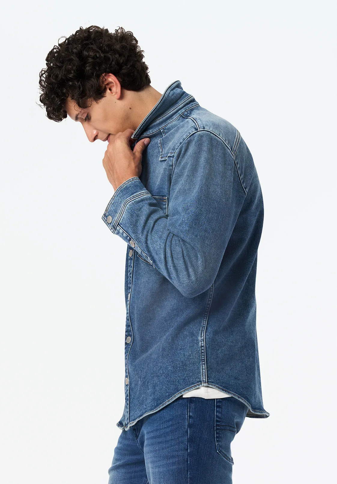 Shane Men's Denim Shirt, Sanded and Vintage Blue - BM26070 sold by Buffalo Jeans product image thumbnail 2