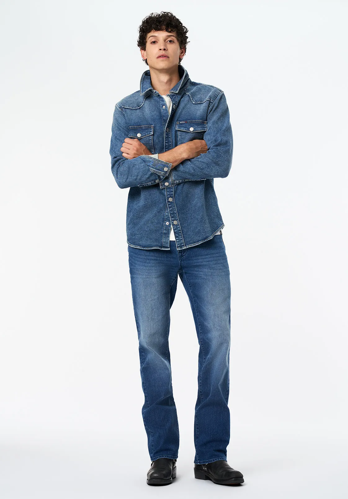 Shane Men's Denim Shirt, Sanded and Vintage Blue - BM26070 sold by Buffalo Jeans product image thumbnail 5