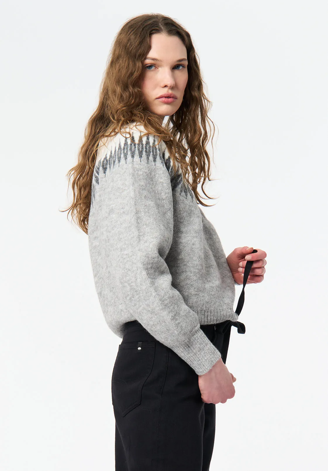 Kindra Women's Fair Isle Sweater, Lt Hr Grey - SW0158 sold by Buffalo Jeans product image thumbnail 2