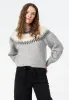 Kindra Women's Fair Isle Crew Neck Knit Sweater, Lt Hr Grey - SW0158 sold by Buffalo Jeans