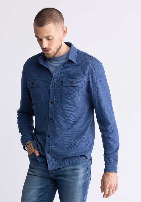 Sigge Men's Long-Sleeve Blanket Shirt with Chest Pockets, Mirage Blue - BM24460 sold by Buffalo Jeans